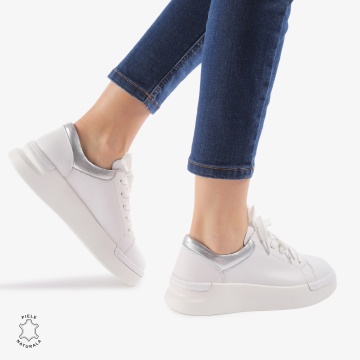 Pantofi Casual de dama din Piele naturala Trendy CRL0525 ALB - Img 3