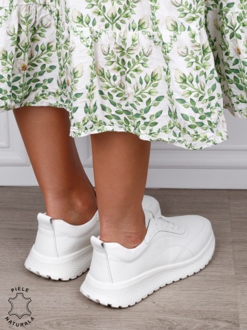 Pantofi casual din piele naturală pentru un stil autentic CRL1816 ALB - Img 3