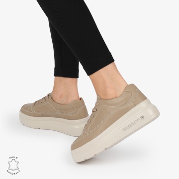 Pantofi CASUAL PIELE NATURALA CRL1271 khaki - Img 3