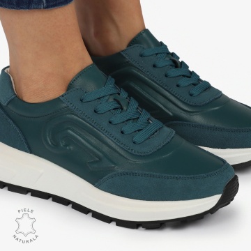 Pantofi casual piele naturala CU MODEL LATERAL CRL1304 VERDE - Img 5