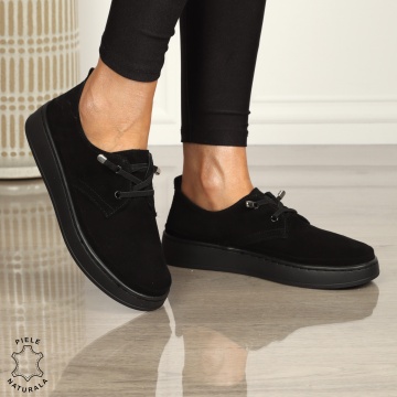 PANTOFI CASUAL Piele Naturala INTOARSA CU SIRET CRL1442 NEGRU