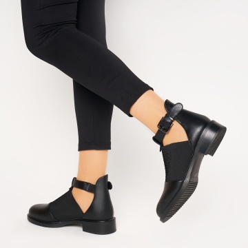 Pantofi cu toc de dama din piele Ecologica CRL0164 NEGRU - Img 3