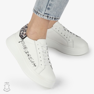 Pantofi DAMA CASUAL din piele naturală CU DETALIU SCRIS CRL1379