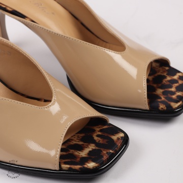 PANTOFI ELEGANTI dama din Piele Naturala CU ASPECT SPECIAL CU TOC SUBTIRE CRL1398 BEJ - Img 4