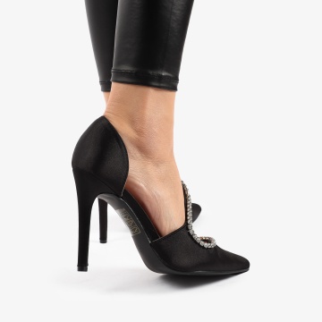 PANTOFI ELEGANTI DIN SATIN CU STRASURI SI MODEL CRL0800 - Img 5