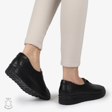 Pantofi Perforati Dama Piele naturală CRL0104 NEGRU - Img 3