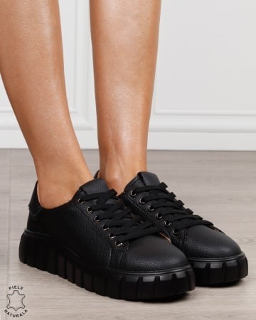 Pantofi sport damă din piele naturală cu design modern CRL1869 NEGRU