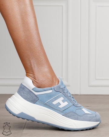 Pantofi sport damă din piele naturală în combinație de culori CRL1879 ALBASTRU - Img 2