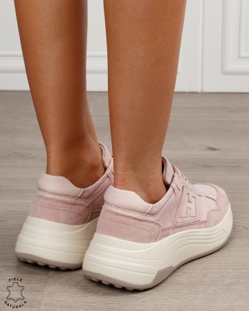 Pantofi sport damă din piele naturală în combinație de culori CRL1879 ROZ - Img 3