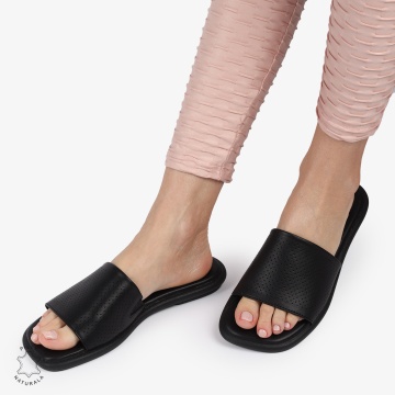 PAPUCI DAMA DIN PIELE NATURALA CU TALPA JOASA CRL1426 NEGRU - Img 3