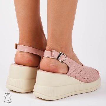 SANDALE Dama DIN Piele Naturala TALPA INALTA CRL1435 ROZ - Img 4