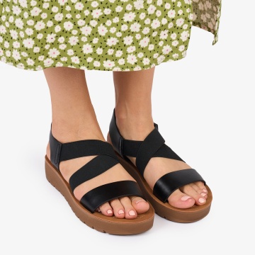 SANDALE dama Piele ECOLOGICA CRL1009 CU ELASTIC Culoare: NEGRU - Img 2