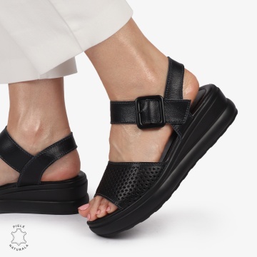 SAndale DAMA SPORT DIN PIELE NATURALA CU INCHIDERE CATARAMA CRL1411 NEGRU - Img 4