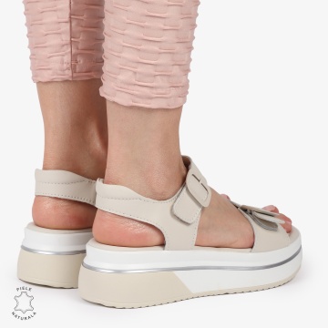 SAndale DAMA SPORT DIN PIELE NATURALA CU INCHIDERE CATARAMA CRL1412 BEJ - Img 4