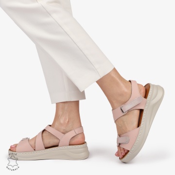 Sandale din piele naturală cu talpă ușoară pentru confort CRL1401 ROZ - Img 4