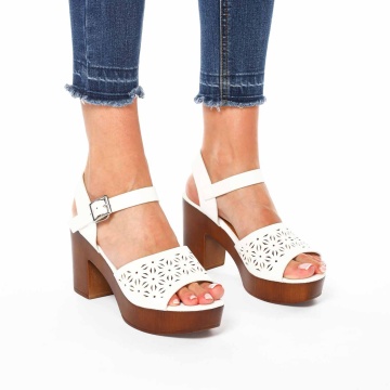 Sandale Elegante cu Toc din Piele Ecologica CRL0215