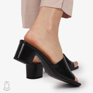 SANDALE ELEGANTE DIN PIELE NATURALA SLIP-ON CRL1392 NEGRU - Img 4