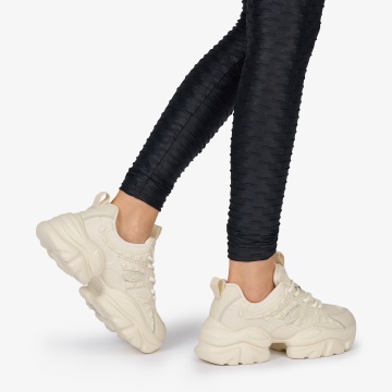 SNEAKERS din PIELE ECOLOGICA SI TEXTIL CRL1038 CULOARE: BEJ - Img 3