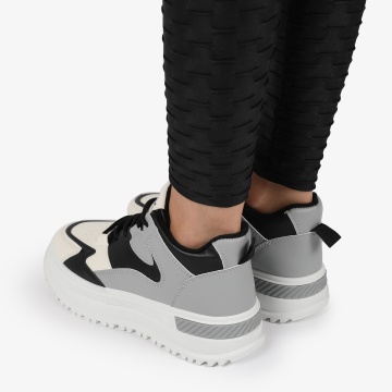 SNEAKERS din PIELE ECOLOGICA SI TEXTIL CRL1282 GRI - Img 3
