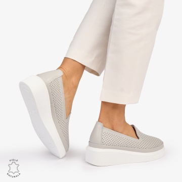 Balerini dama din Piele Naturala cu fundita CRL1074 CULOARE: Gri - Img 3