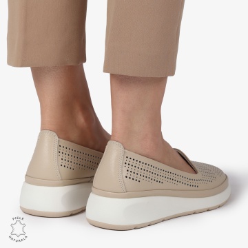 BALERINI dama din Piele naturala PERFORATA SLIP-ON CRL1075 BEJ - Img 4
