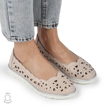 BALERINI dama din Piele naturala PERFORATA SLIP-ON CRL1357 ROZ - Img 2