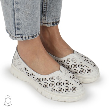 BALERINI dama din Piele naturala PERFORATA SLIP-ON CRL1360 ALB - Img 4