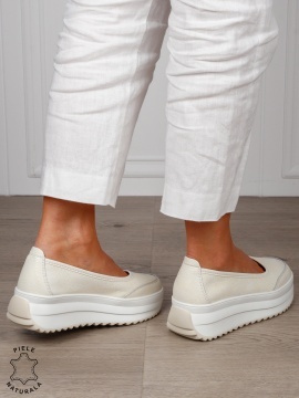 Balerini dama din Piele Naturala slip-on CRL1544 BEJ - Img 4