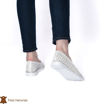 Balerini Dama Piele naturală CRL0030 ALB - Img 3