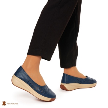 Balerini Dama Piele Naturala Slip-on CRL0076 BLEUMARIN - Img 3