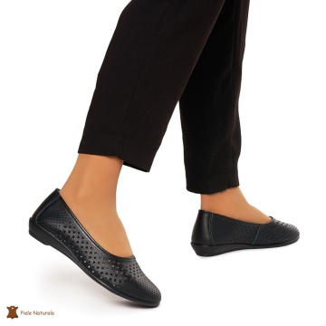 Balerini Dama Piele Naturala Slip-on CRL0078 NEGRU - Img 2