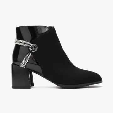 Botine dama din Piele Ecologica CRL0662NEGRUSHINNY