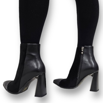 Botine DAMA din PIELE Ecologica cu FERMOAR SI TOC SPECIAL CRL0933 CULOARE: Negru - Img 5