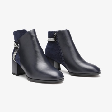 Botine dama din Piele Ecologica+Piele Ecologica Intoarsa CRL0662 Bleumarin - Img 2