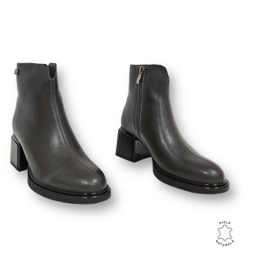 Botine DAMA din PIELE NATURALA CU TOC GROS Gri CRL0905 - Img 3