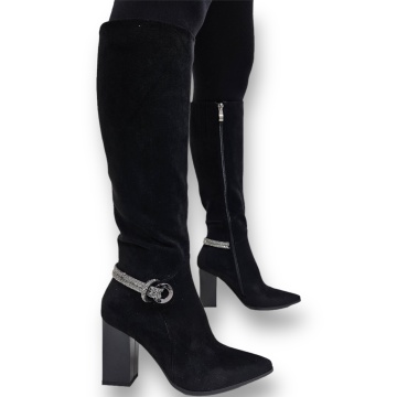 CIZME DAMA din PIELE ECOLOGICA cu FERMOAR CRL0920 CULOARE: Negru SUEDE
