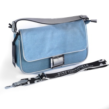 GEANTA DENIM CU CATARAMA DECORATIVA CRL 8836 ARGINTIU - Img 2