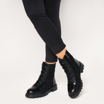 Ghete dama din Piele Ecologica + Piele Ecologica Intoarsa CRL0603 Negru