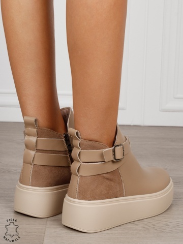 GHETE DAMA din PIELE Naturala cu catarama decorativa CRL1536 KHAKI - Img 3
