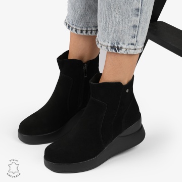 Ghete Dama Piele Naturala INTOARSA cu INCHIDERE FERMOAR CRL1297 NEGRU - Img 3