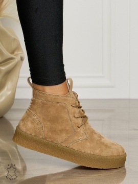 Ghete Dama Piele Naturala INTOARSA IMBLANITE CRL1457 KHAKI - Img 2