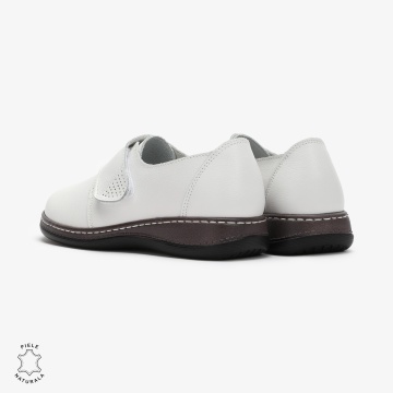 Mocasini dama din Piele naturală CRL0017 Alb - Img 3