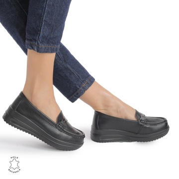 Mocasini DAMA din PIELE Naturala CRL0941 CULOARE: Negru - Img 2