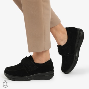 Mocasini dama din piele naturala cu talpa groasa INTOARSA CRL0004 NEGRU - Img 3
