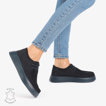 MOCASINI dama din Piele Naturala INTOARSA CU INCHIDERE SIRET CRL1226 NAVY - Img 3