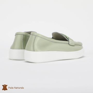 Mocasini Dama Piele Naturala cu talpa plata CRL0206 VERDE - Img 3