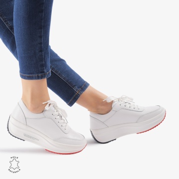 Pantofi casual dama din Piele naturală CRL0058 ALB - Img 2