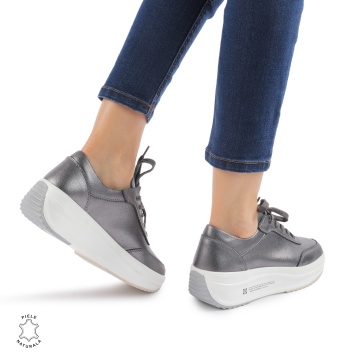 Pantofi casual dama din Piele naturală CRL0058 PEWTER - Img 2