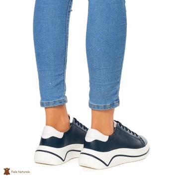 Pantofi Casual dama din Piele Naturala CRL0059 Bleumarin - Img 3