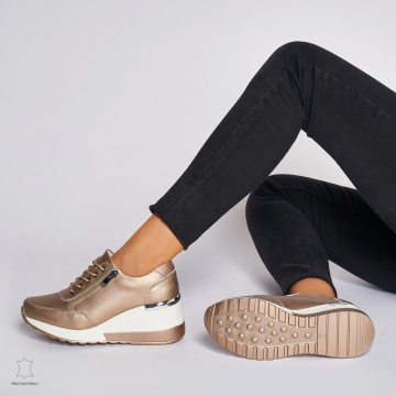 Pantofi Casual dama din Piele Naturala CRL0068 AURIU - Img 4